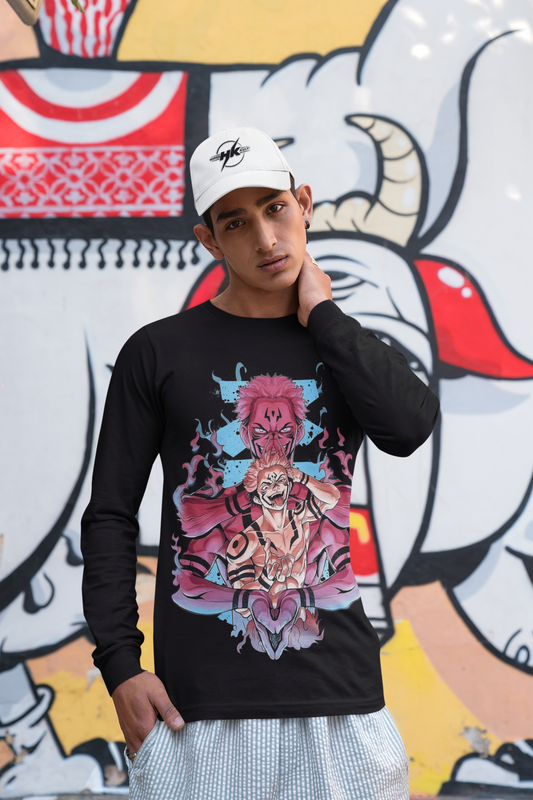 Sukuna From Jujutsu kaisen  Round Neck Full Sleeve T-shirt