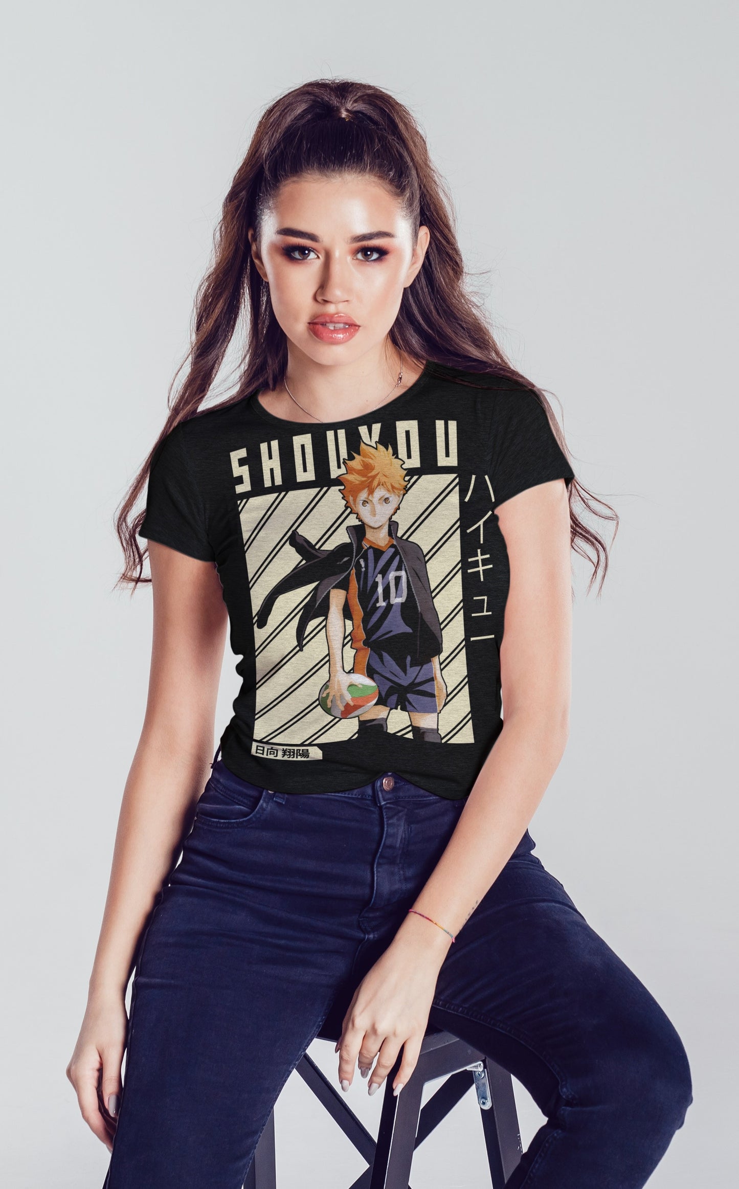 Shouyou Hinata from Haikyuu Round Neck Half Sleeve Anime T-Shirt for Females